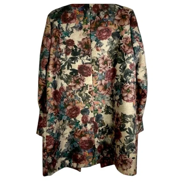 Fiorella Rubino floral print snap front coat with pockets Sz 8 - Picture 3 of 13